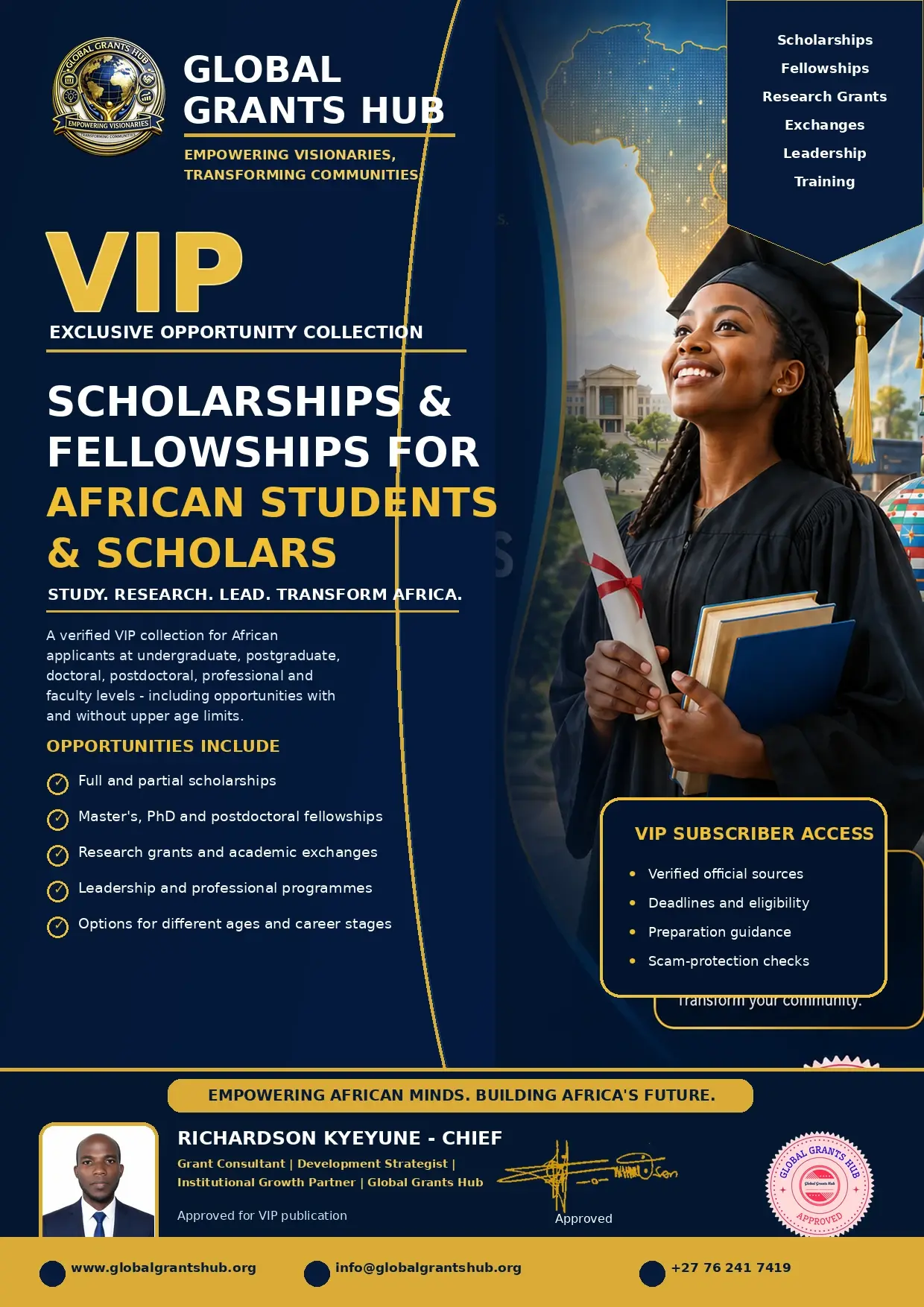 Scholarships & Fellowships for African Students and Scholars cover